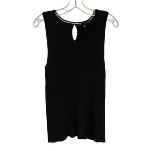 White House Black Market‎ Black Ribbed Stretch Tank Sz Medium Preowned